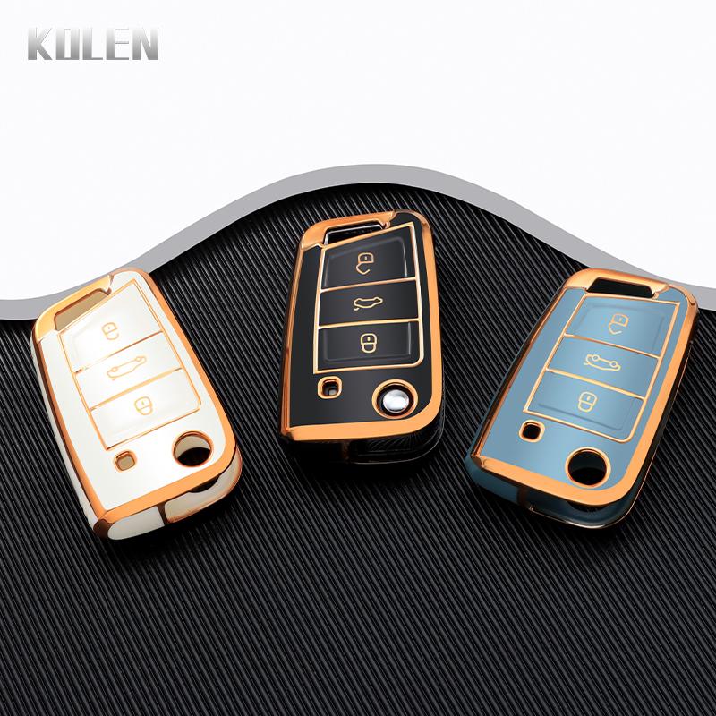 Fashion Tpu Car Flip Key Case Cover Shell For Vw Volkswagen Golf 7 Mk7 Tiguan Mk2 Seat Ateca Leon Fr Ibiza Skoda Octavia Kodiaq