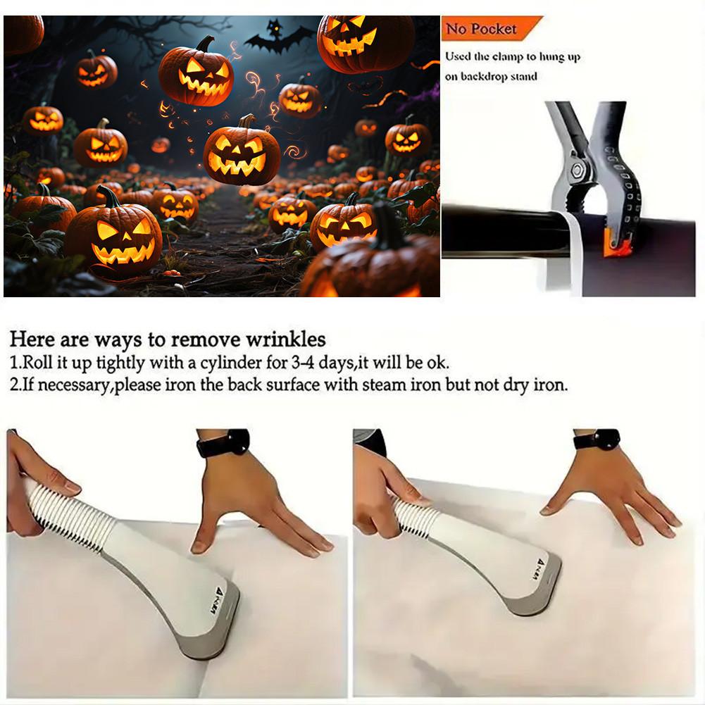 Design Jack-o'-lanterns Halloweenská párty pozadí Polyester pro fotokoutek, Párty akce, Sváteční oslava, Nástěnná dekorace