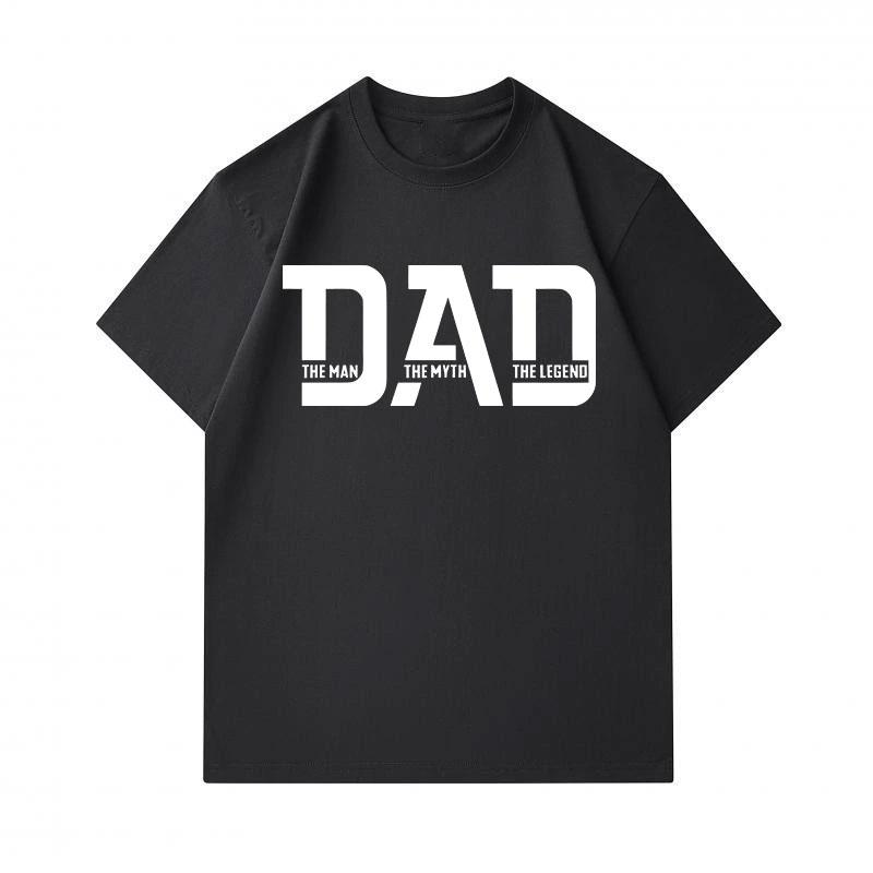 Men's 100% Cotton Crew Neck Short Sleeve T-Shirt, DAD The Man The Myth The Legend Print Casual Comfortable Father's Day Gift Tops For Daily Wear