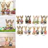 2 Pieces Easter Bunny Rabbit Straw Figures Decoration 35cm Tall Vivid and Lovely Lifelike Holiday Gifts Exquisite Craftsmanship