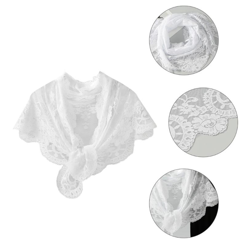 Floral Lace Edge Scarf Comfortable Head Cover Strong Polyester Material For Spiritual Moment Or Travel