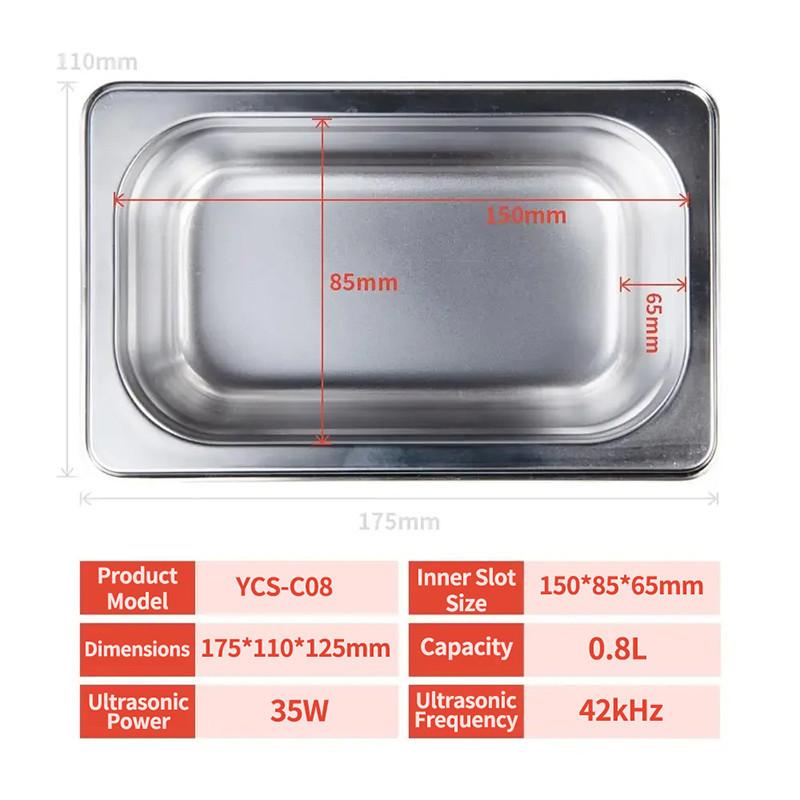 

YCS-C08 High Frequency Desktop Ultrasonic Cleaning Machine Mobile Phone Computer Repair Cleaning and Dust Removal Tool