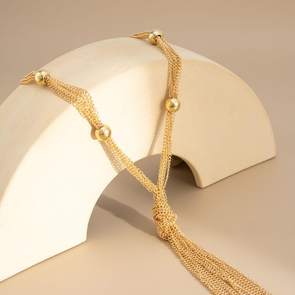 Long Tassel Tassel Pendant Necklace Metal Material Jewelry Set Earrings Set  Ladies Accessories