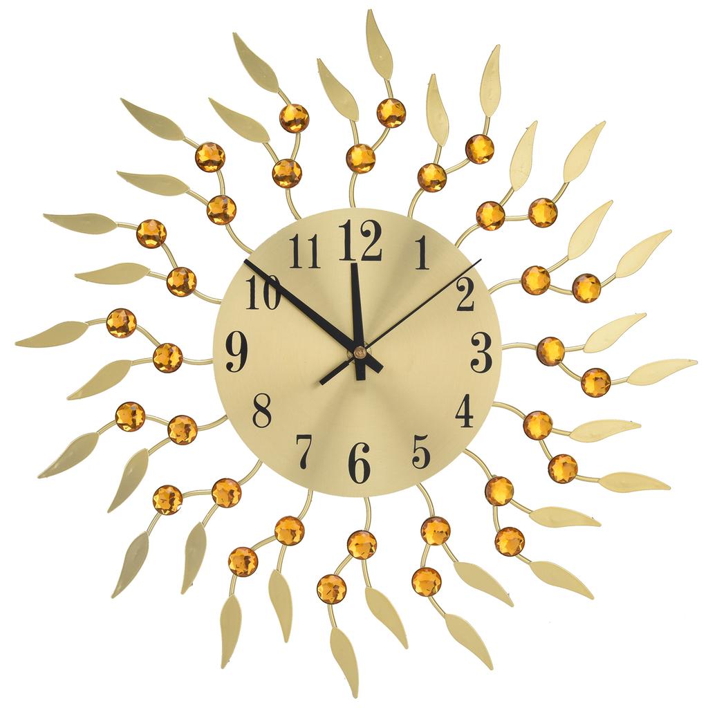 Wall Clock Flower Iron Mute Quartz Hanging Decorative Clock for Living Room Decoration