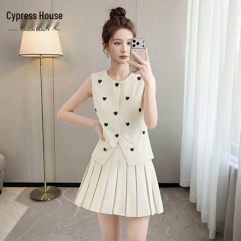 Women s Heart Pattern Two-Piece Vest & Skirt Set S