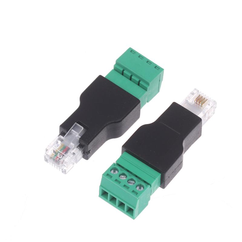 1/2Pcs 6P4C Male To 4 Pin Screw Terminal Converter Rj11 Ethernet Connector For Phone Receiver Extend Cable Adapter