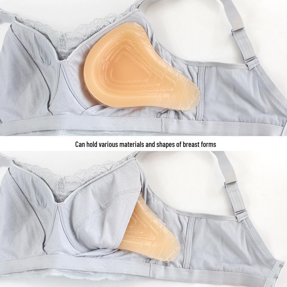 Post-Mastectomy Silicone Prosthetic Lace Bra - Plus Size, Breathable, Shaping, Bandeau