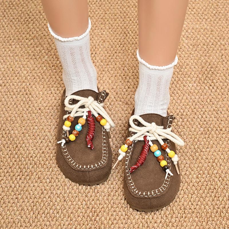 Móda 2025 NOVÉ Módní Barevné Korálky Šněrovací Ležérní Boty Dámské 2025 Podzim Pohodlí Kulatá Špička Tenisky Měkké Protiskluzové Boty