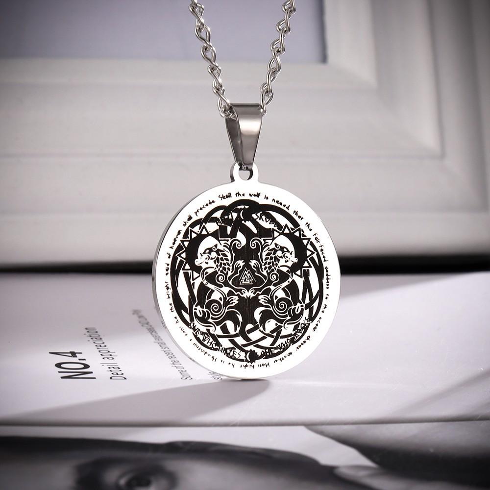 Nordic Retro Viking Scandinavian Titanium Steel Necklace Viking Kyle Pendant Necklace