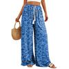 Women's Floral Print Wide Leg Pants Casual Flowy Palazzo Trousers Loose Fit for Everyday Wear