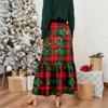Women's Ruffled Casual Long Skirt Plaid Skirt Retro Pleated Skirt