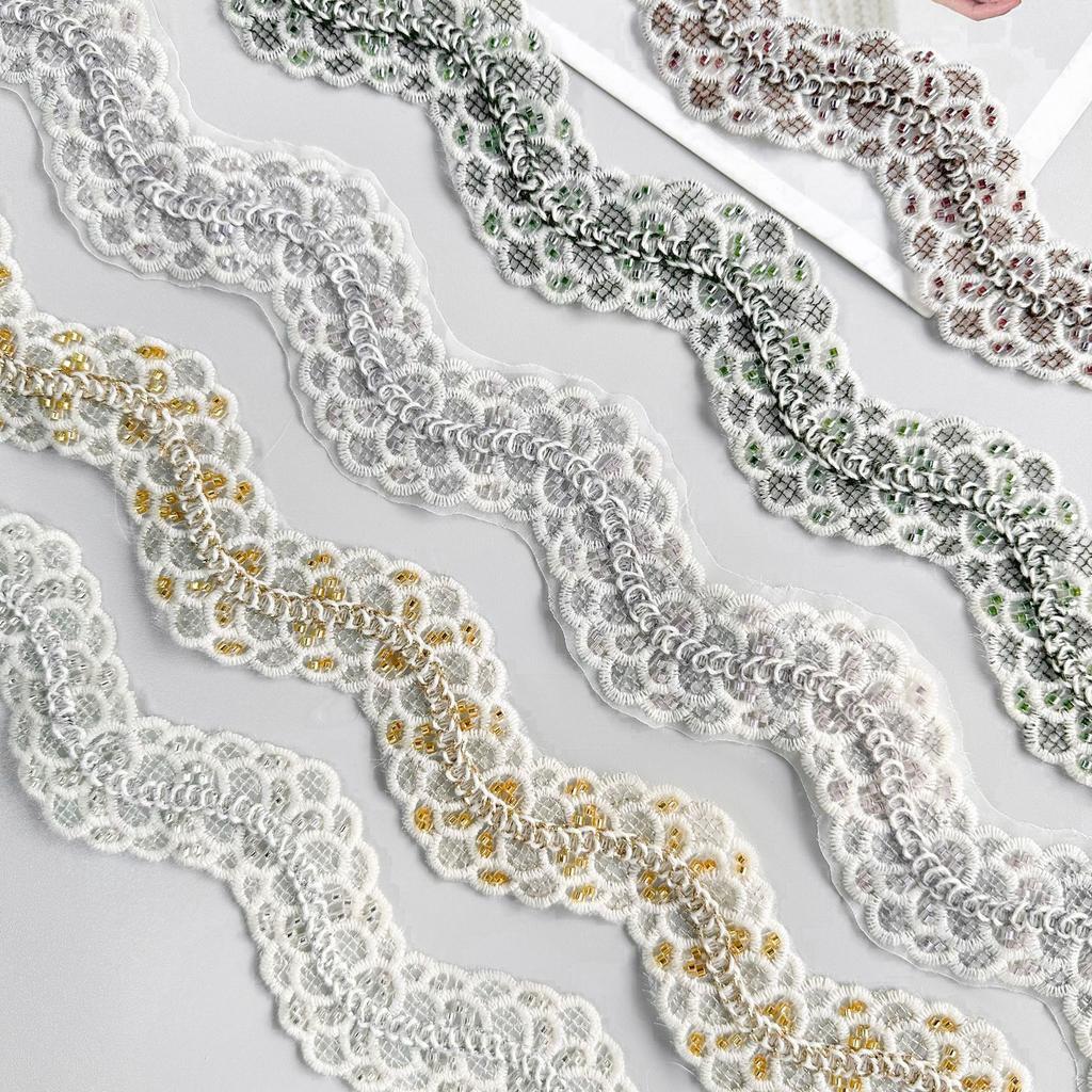 3,5 cm Wellenperlen Stickerei Strang Dekoration Barcode Kleidung Kleid Heim Gepäck Spitze Accessoires