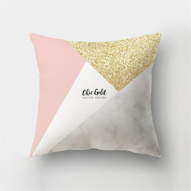 45x45cm Abstract Geometric Print Cushion Cover Marble Pillow Cover Polyester Short Plush Patchwork Sofa Home Decor Cushion Cover