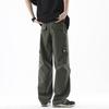 Summer new cool and breathable tooling casual pants thin men's fashion loose straight elastic waist long pants