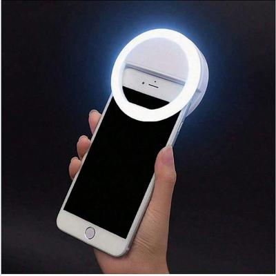 1PC White Portable LED Selfie Ring Light, Mirror Makeup Lamp, With USB Charging, 3 Lighting Modes, Portable Lighting, Photo Beauty Halo Light