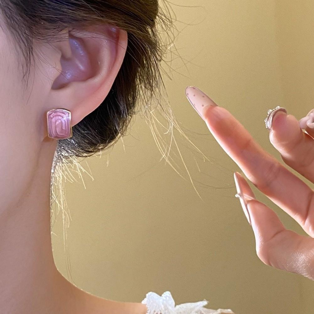 5 Pair French Retro Women Stud Earrings Square Stud Earrings New Ear Accessory  Street Trend Outfit