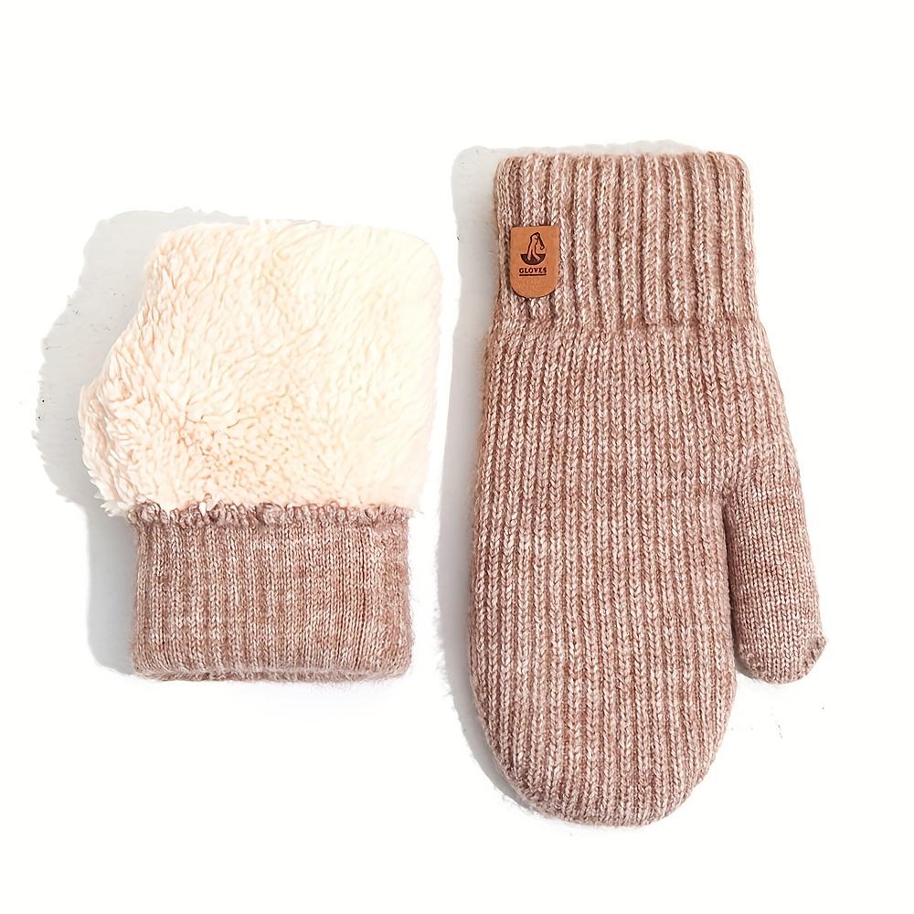 

Зимние флисовые перчатки, защищающие от холода - Милые флисовые вязаные перчатки с закрытыми пальцами, Утепленные двухслойные перчатки, защищающие от холода и сохраняющие тепло One Size