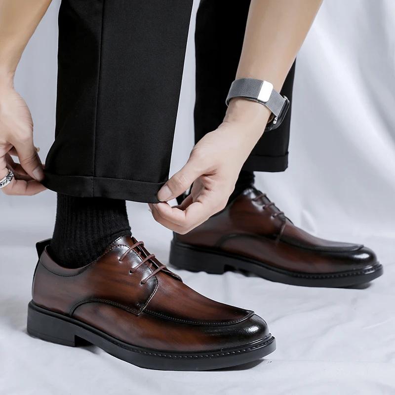 

Мужские туфли на шнуровке, оксфорды, качественные лакированные черные, свадебные кожаные, мягкие, мужские, деловые, деловые, деловые туфли для мужчин 44 коричневый