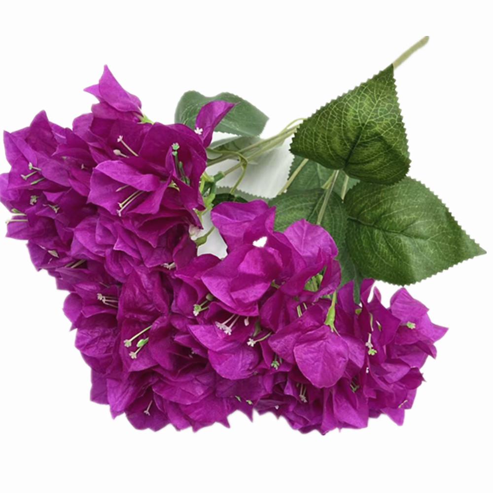 One Silk Bougainvillea Bouquet Flower for Wedding Floral Decoration Five Forks Artificial Bougainvillea Spectabilis Tree Branch