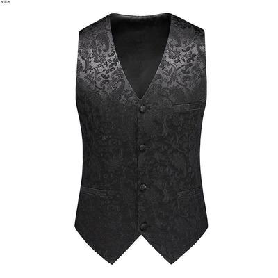 Otoño Traje de Actuación para Hombre con Botones de Patrón, Moda de Color Sólido, Sin Mangas, con Clip de Caballo