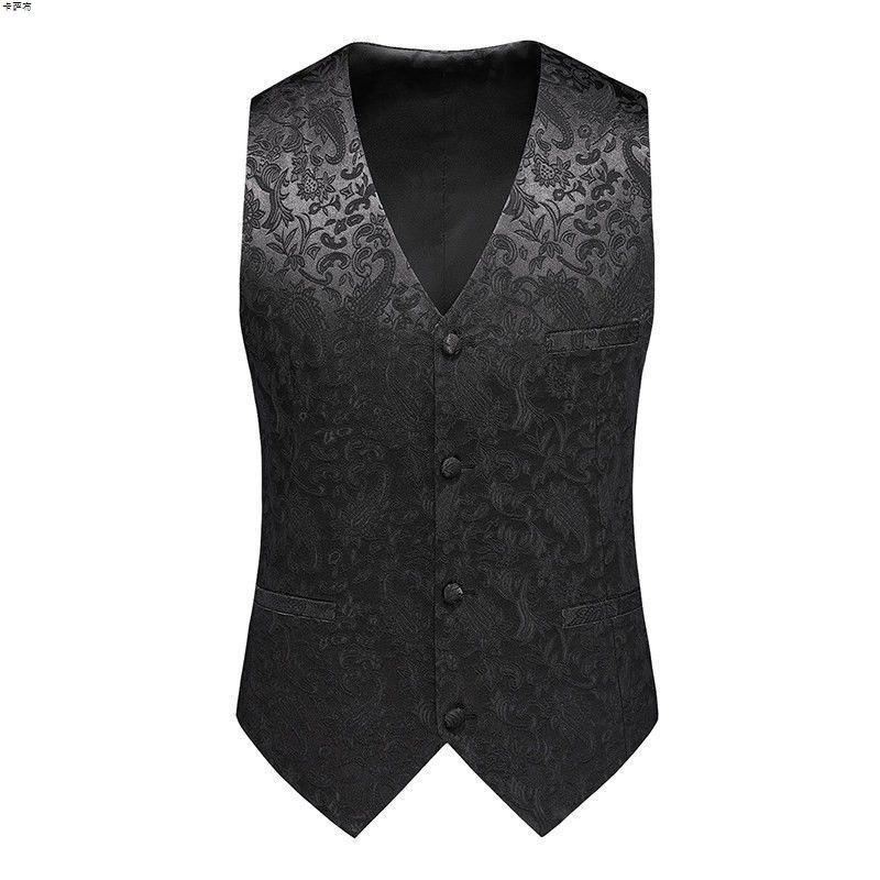 Autumn Men's Pattern Buttons Fashionable Solid Color Stage Performance Suit Sleeveless Horse Clip
