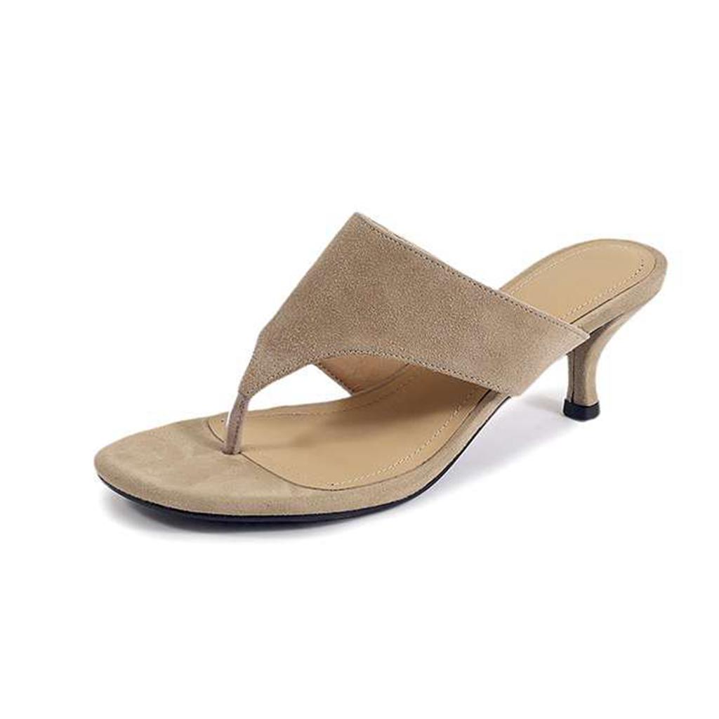 Krazing Pot Suede Mules Summer Size 40 Outside Slippers Flip Flops Stiletto High Heels Women Peep Toe Sandals