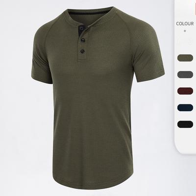 Summer Men's Heavyweight Short-sleeved T-shirt Men's Henley Shirt T-shirt Trend Casual Tops