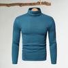 Vår Höst Herr Fitness Topp Slim Fit Hög Krage Stretchig Långärmad Enfärgad Pullover Fitness Sport Topp Vinter Underkläder