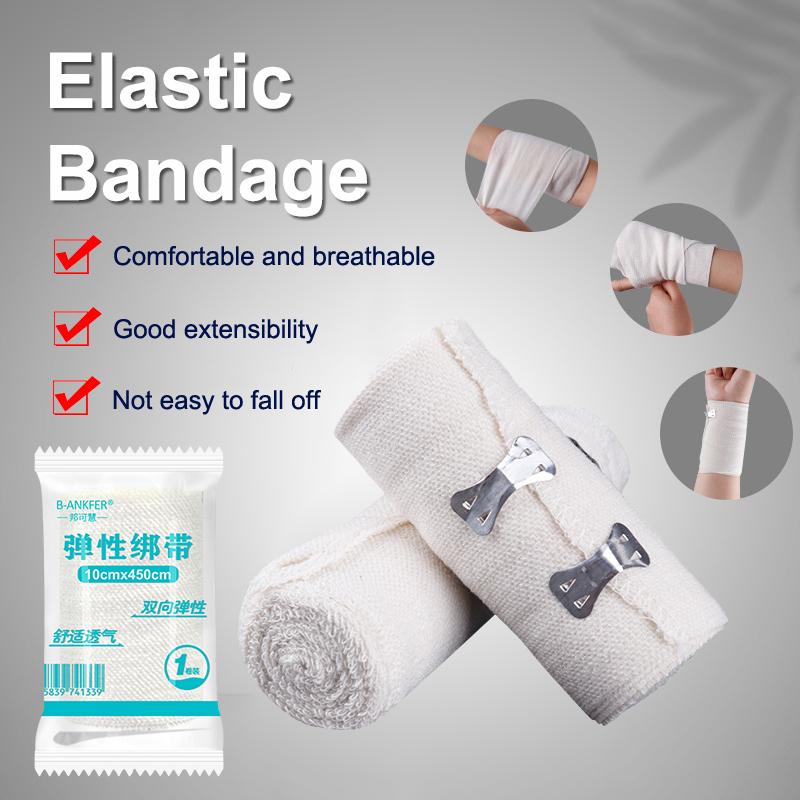 1 Rolle Elastische Kompressionsbandage mit Haken, Sportstützband für Knöchel, Handgelenk, Arm, Bein, Wundversorgung Erste-Hilfe-Maßnahme