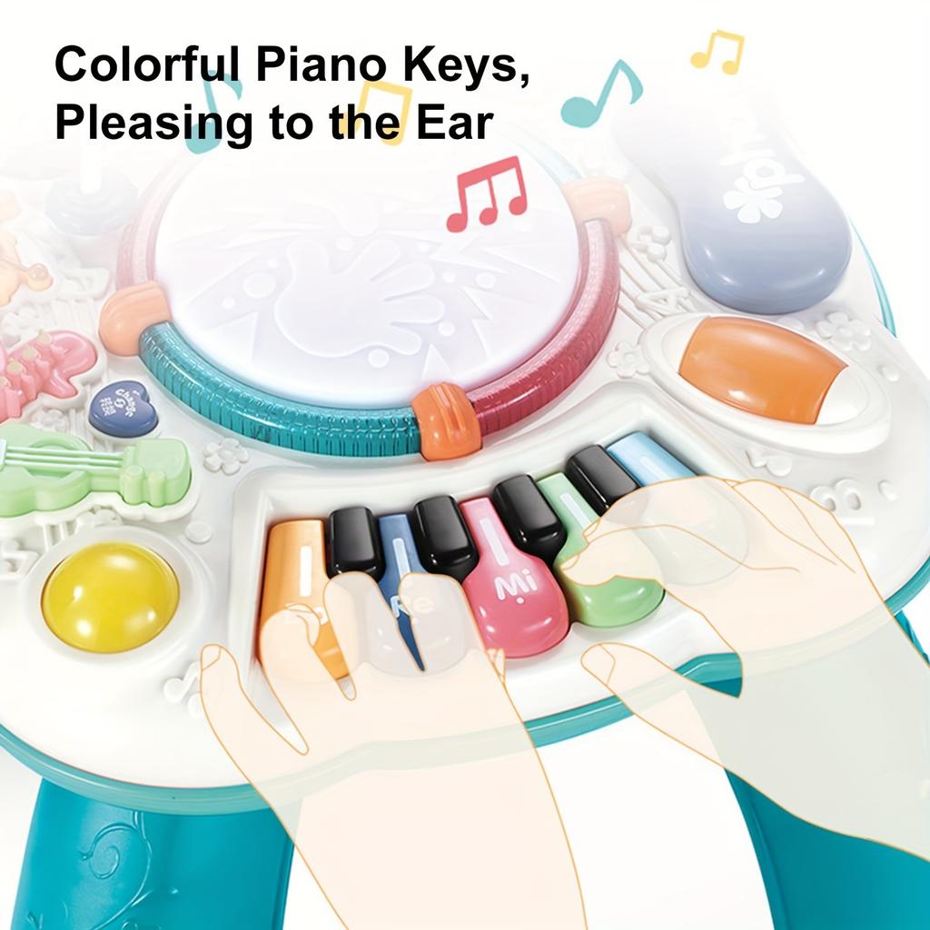 Multi-function early education music table, children's learning table, electric sound and light activity center with detachable