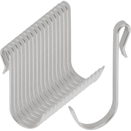 20 Pcs J Shaped Hook, Snap On Hooks Stainless Steel j Hooks for Wire Shelving Display Kitchen Bedroom Office(Silver)