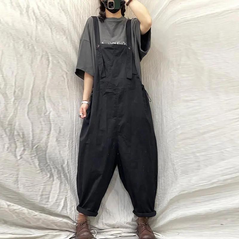 

Женские брюки-комбинезон большого размера, Женские подтяжки, Женские комбинезоны, Комбинезоны, Женский свободный и тонкий летний тонкий раздел L чёрный