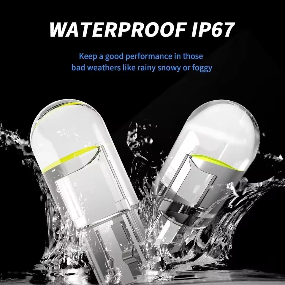 10/20pcs LED T10 W5W Canbus Glass COB 6000k Reading Dome Lamp Marker Wedge License PlateLight Bulbs 12V White Blue Red Bulbs 7