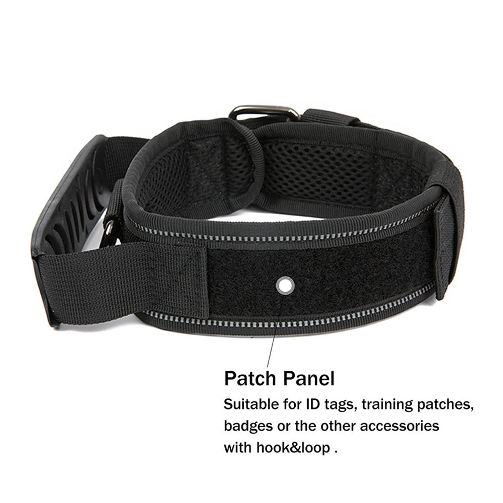 Reflective Dog Collar Heavy Duty Collars for Medium Large Dogs Durable Nylon Dog Collars with Handle Stainless Hardware Military Tactical Pet Collar