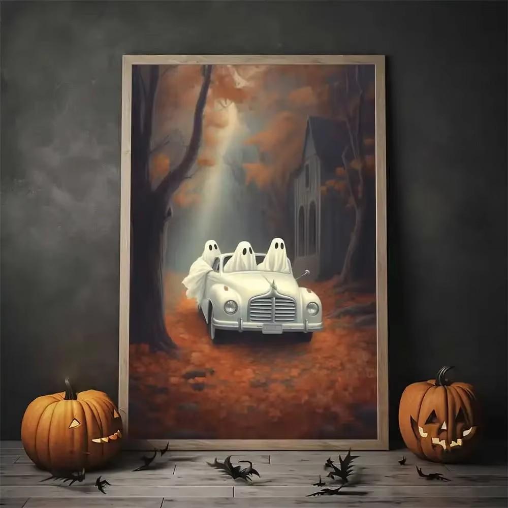 Vintage Wall Art Music Sports Spooky Aesthetics Bicycle Halloween HD Canvas Print Poster Home Living Room Bedroom Decoration