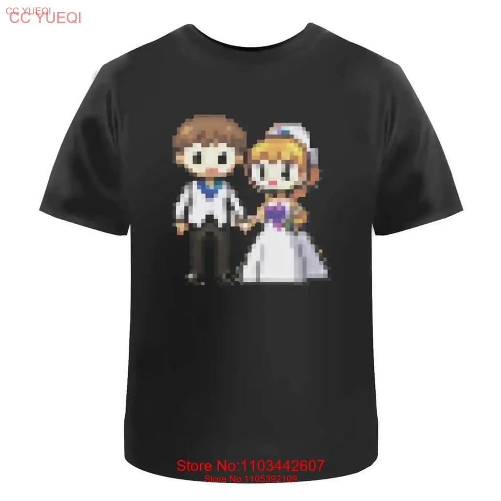 Pixel Art Wedding Couple Cotton T Shirt Ta043946 Vintage Washed Stretched Comfortable Designer Clothes Slightly Fashion