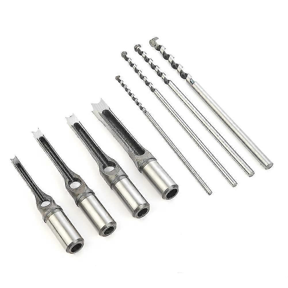 Square Hole Drill Bit, 4pcs Woodworking Mortiser Square Drill Bits, Spiral Drill Bits Kits Mortise Press, Wood Drill Set Space Hole Drill (6.4 Mm / 8
