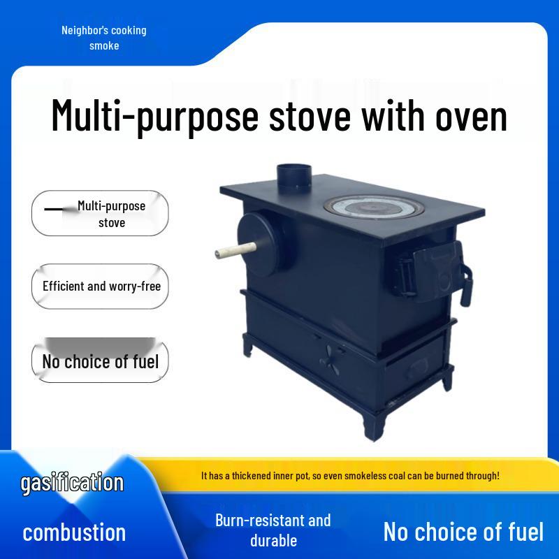 Dual-Use Gas and Coal Energy-Saving Indoor Stove with Oven - Smokeless, Multi-functional for Rural Heating.