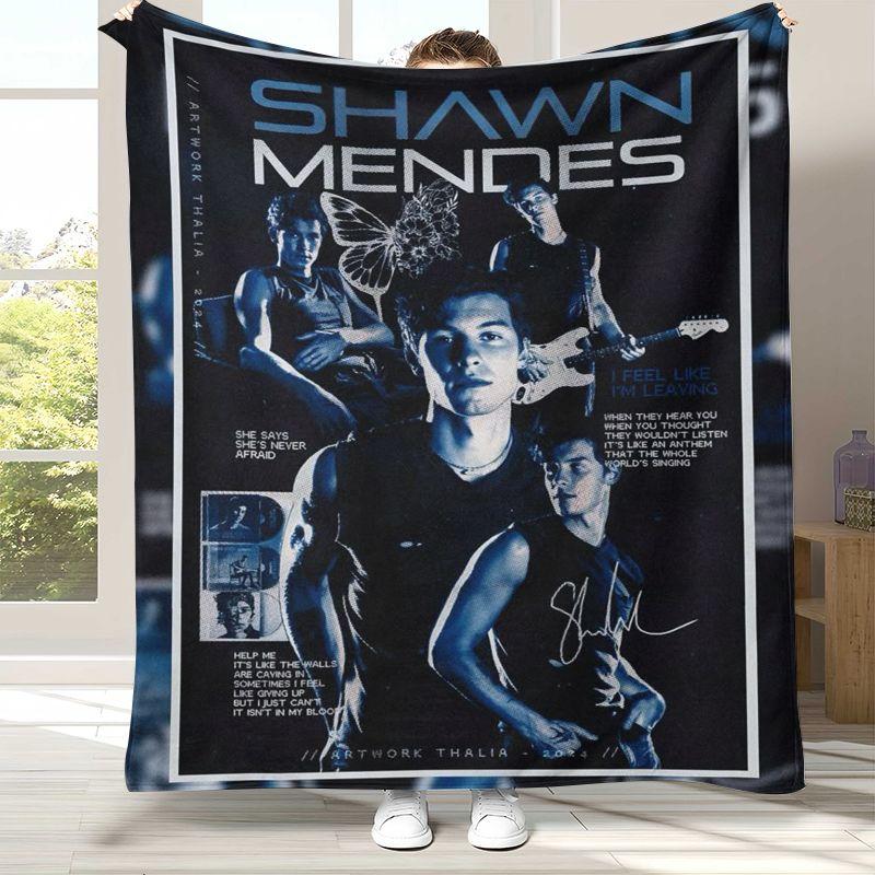 Fashion Shawn Mendes Handwritten Singer Flannel Blanket,Ultra Soft Plush Throw for Home Bedroom Bed Sofa Cover Office Picnic