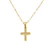 Elegant Women's Diamond Inlaid Cross Necklace with Stainless Steel Clavicle Chain