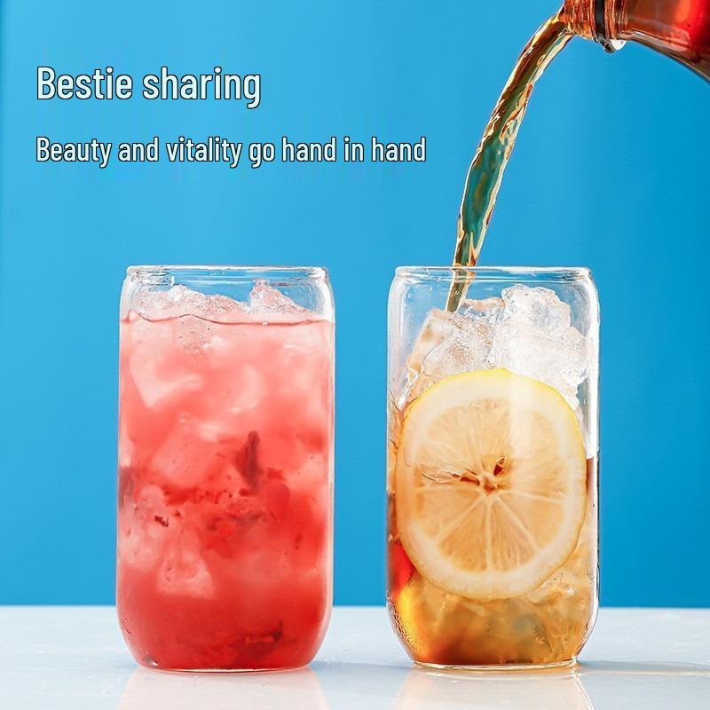 16oz High-Value Transparent Cola Cup with Bamboo Lid & Borosilicate Glass Straw, Logo Printed.