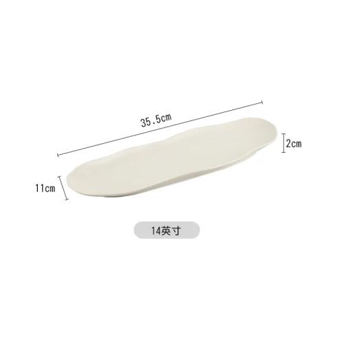 

Креативная керамическая чисто белая длинная западная тарелка, характерная для отеля, неправильной формы, блюдо для торта, дим-самов, ресторанная кухонная посуда