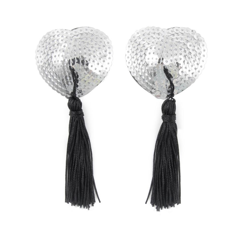 Nipple Stick the Guillotines Women's Adhesive Bra Women's Sexy Tassel Heart-Shaped Sequins Breast Pad Silicone Direct Supply