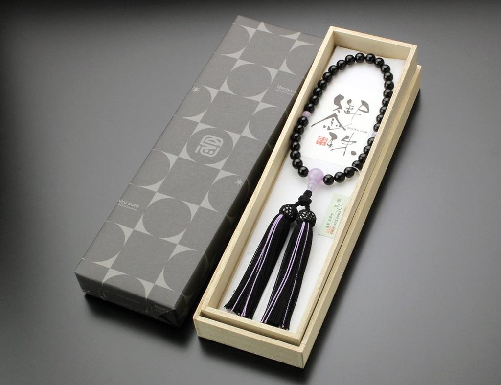 Prayer beads for approximately 8 black wisteria pure silk tassels prayer Kyoto prayer Kyoto memorial memorial natural lavender purple stone bag