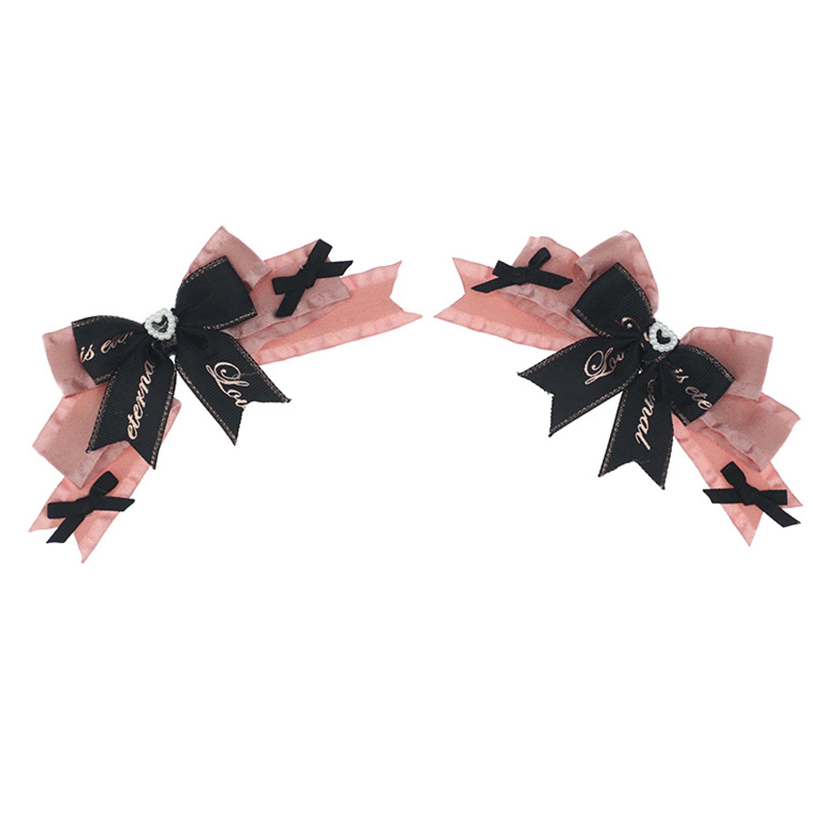 

Girls Barrettes Dark Harajuku Bowknot Hair Clips Party Costume Cartoon Gothic Cosplay Birthday Party Props 1 рожевий/чорний