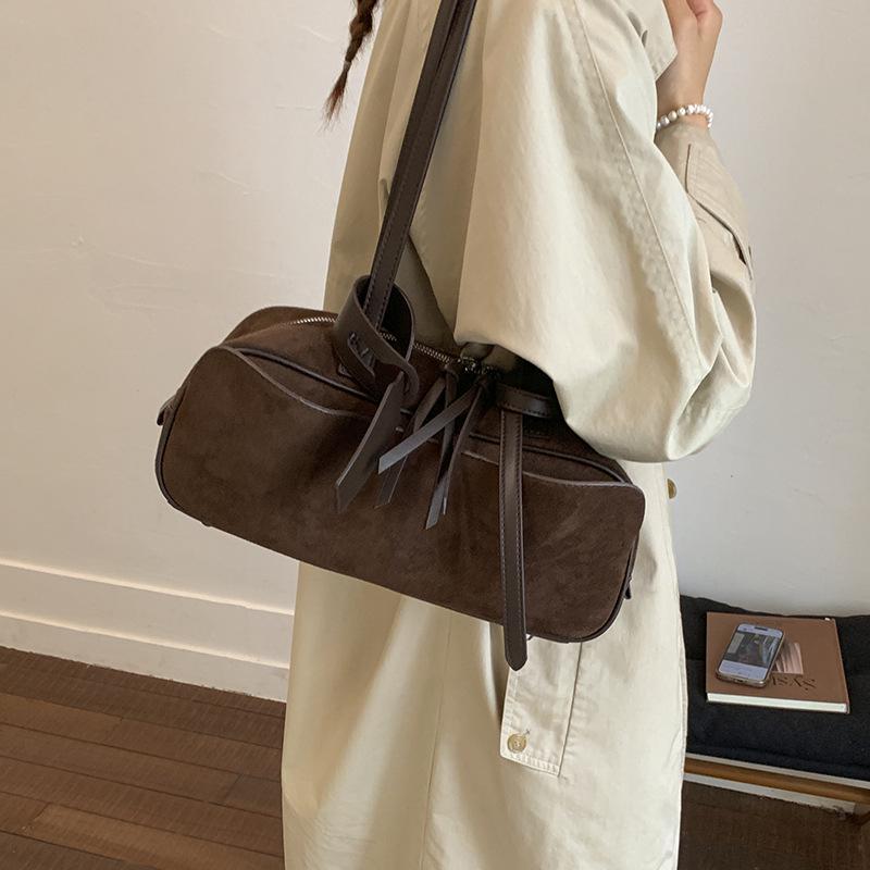 2025 Autumn Large Capacity Retro Frosted Shoulder Tote Handbag