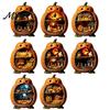 Rustic Halloween Tabletop Decor Centerpiece Pumpkin, Wooden Pumpkin Ornament with Miniature Scenes, Jack-o'-lantern Table Decorations Skeleton