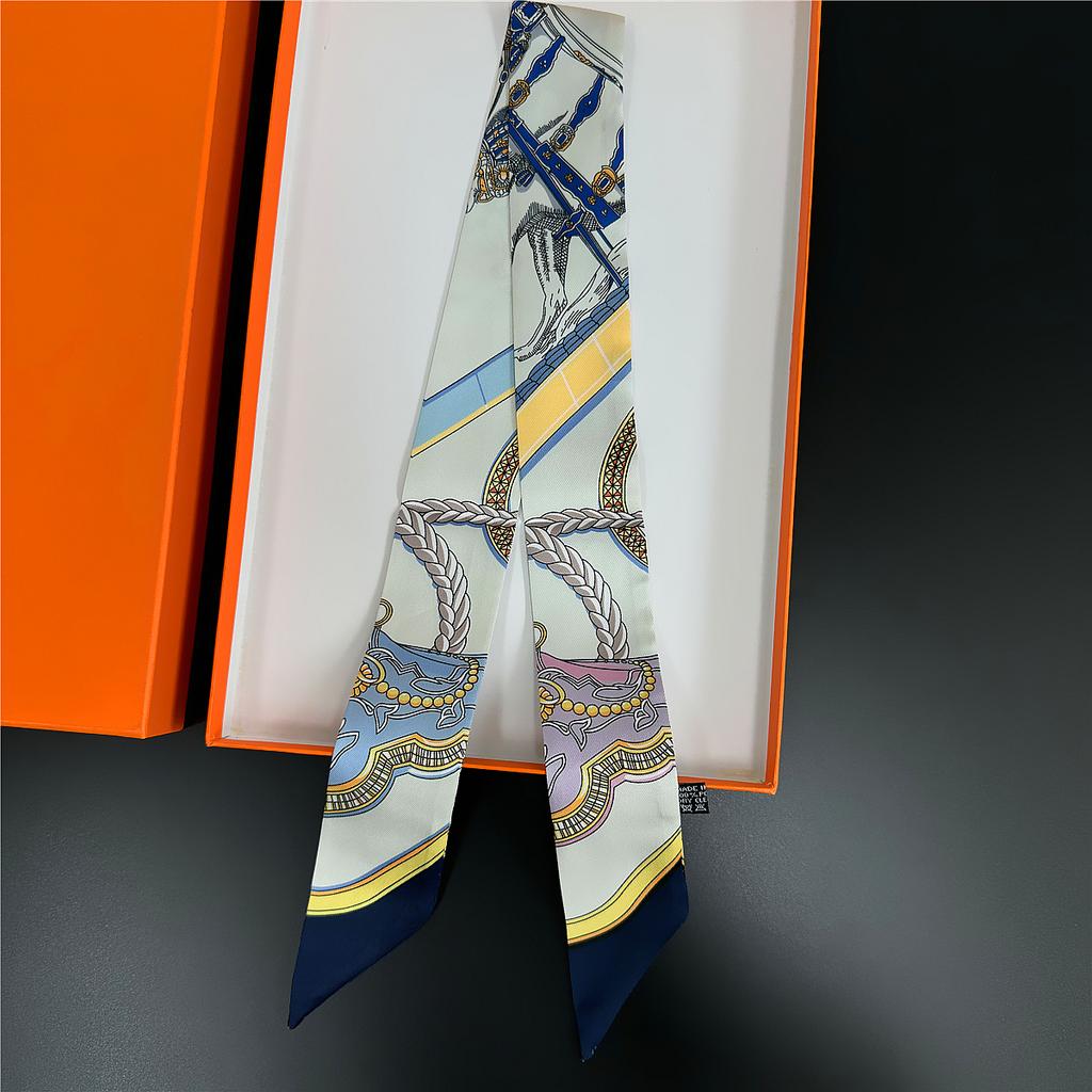 Gorgeous Saddle Twill Silk Scarf Women Fashion Scarf Luxury Skinny Bag Scarves Brand Design Foulard  Neckerchief Hair Headband