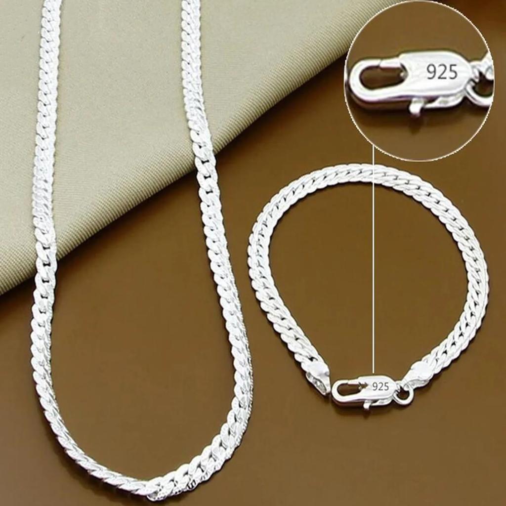 Copper 8/16/18/20/22/24 Inch 6mm Side Chain Necklace Bracelet For Woman Men Fashion Charm Wedding Jewelry