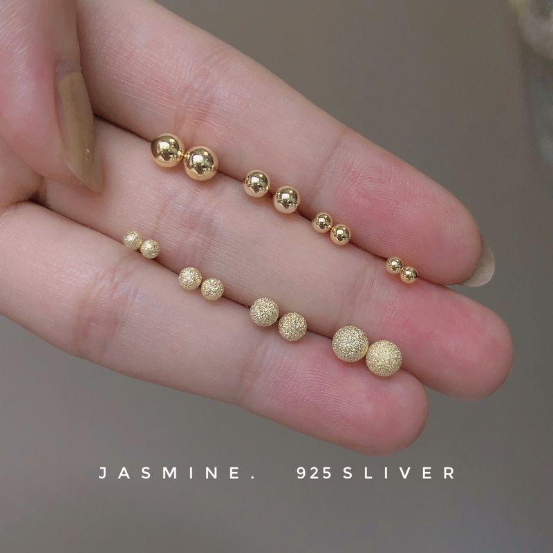 

Sterling Silver Buy Two Get One Free Minimalist All-Match Student Ear Studs Gold smooth 2.5 pair
